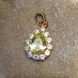 Genuine Green Topaz 18K Gold Plated Pear Pendant